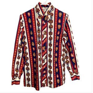 Vintage 70s Judy Bond parsley buttons down shirt size 16/L/XL